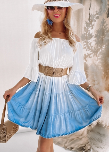 Sukienka OMBRE biało-niebieska - K553