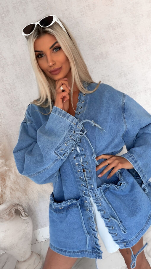 Oryginalna katana jeansowa w luźnym stylu oversize BLUE JEANS - S057
