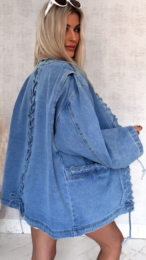 Oryginalna katana jeansowa w luźnym stylu oversize BLUE JEANS - S057