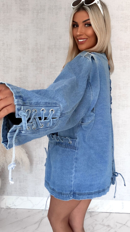 Oryginalna katana jeansowa w luźnym stylu oversize BLUE JEANS - S057