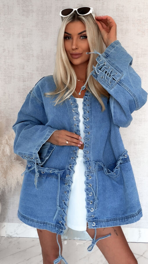 Oryginalna katana jeansowa w luźnym stylu oversize BLUE JEANS - S057