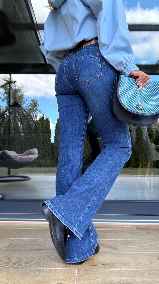 Oryginalne elastyczne spodnie jeansowe DZWONY blue jeans - S263