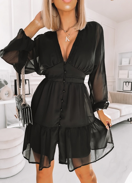Sukienka z guzikami BLACK - J564B