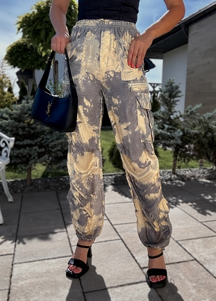 Złote letnie spodnie bojówki MORO bawełniane - N235