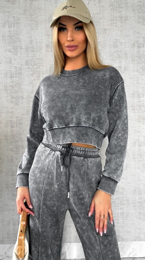 Wiosenny bawełniany komplet DRES szary melanż - R498A