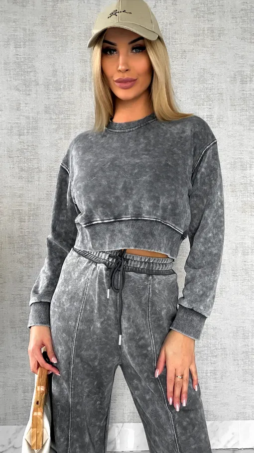 Wiosenny bawełniany komplet DRES szary melanż - R498A