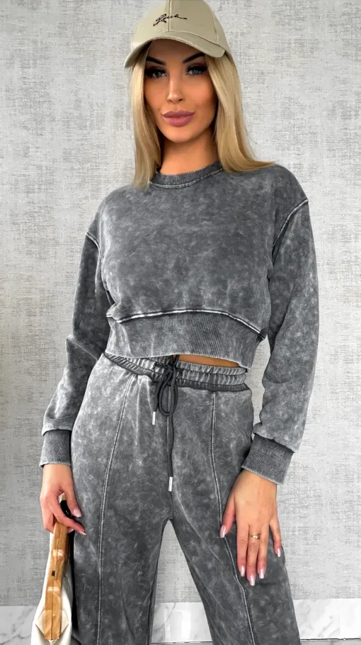 Wiosenny bawełniany komplet DRES szary melanż - R498A