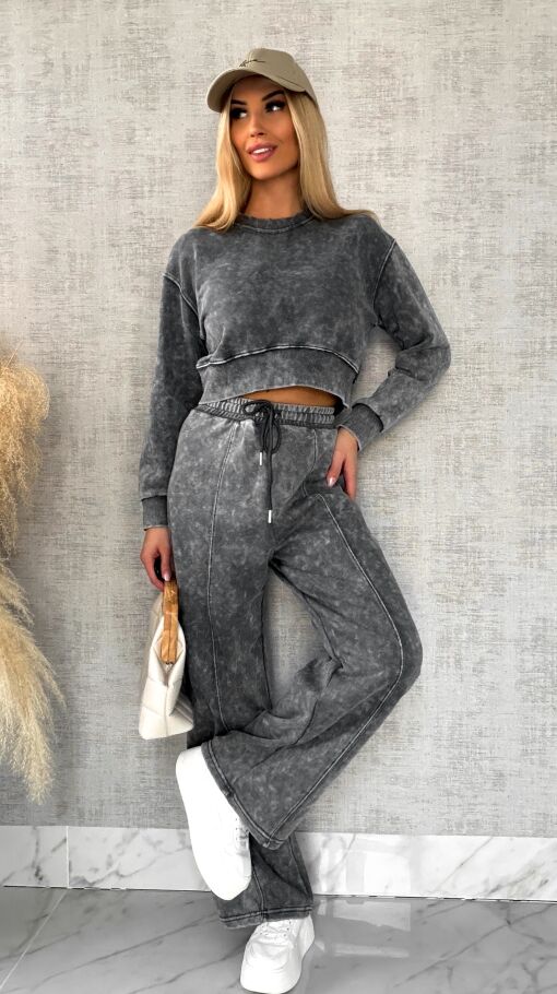 Wiosenny bawełniany komplet DRES szary melanż - R498A