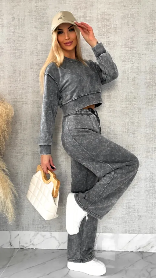 Wiosenny bawełniany komplet DRES szary melanż - R498A