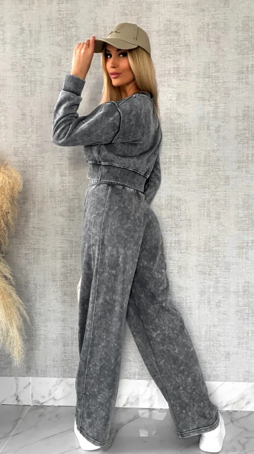 Wiosenny bawełniany komplet DRES szary melanż - R498A