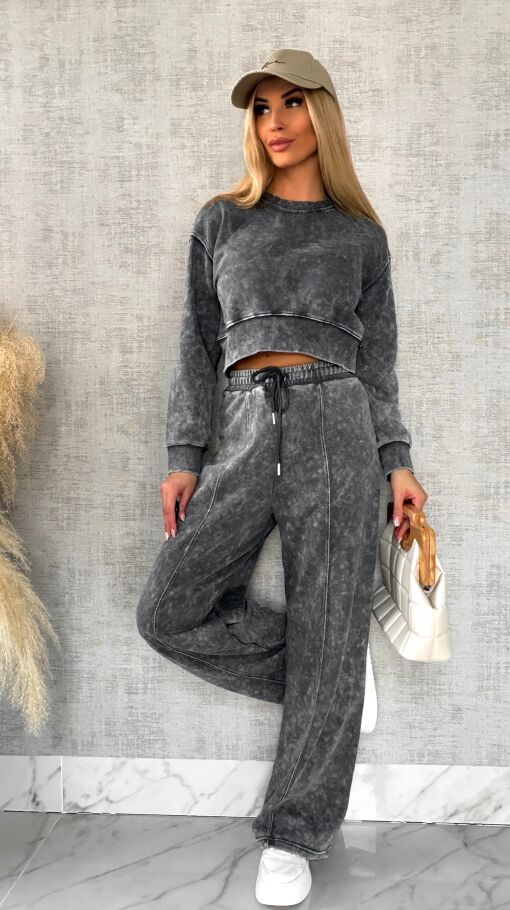 Wiosenny bawełniany komplet DRES szary melanż - R498A