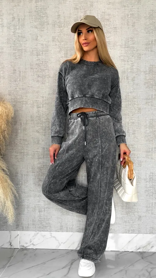 Wiosenny bawełniany komplet DRES szary melanż - R498A