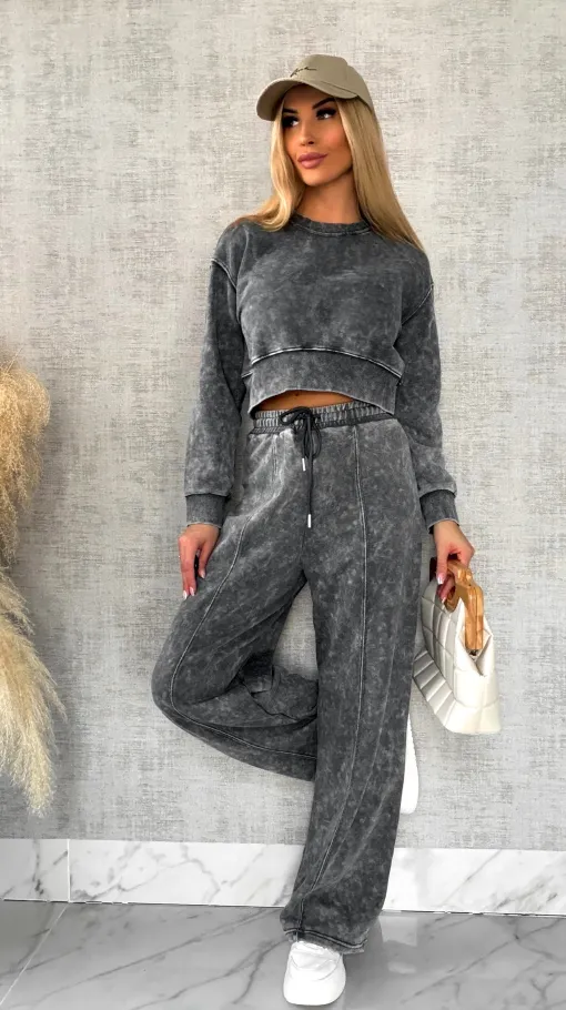 Wiosenny bawełniany komplet DRES szary melanż - R498A