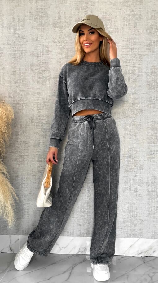 Wiosenny bawełniany komplet DRES szary melanż - R498A