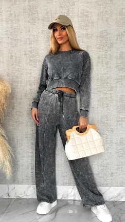 Wiosenny bawełniany komplet DRES szary melanż - R498A