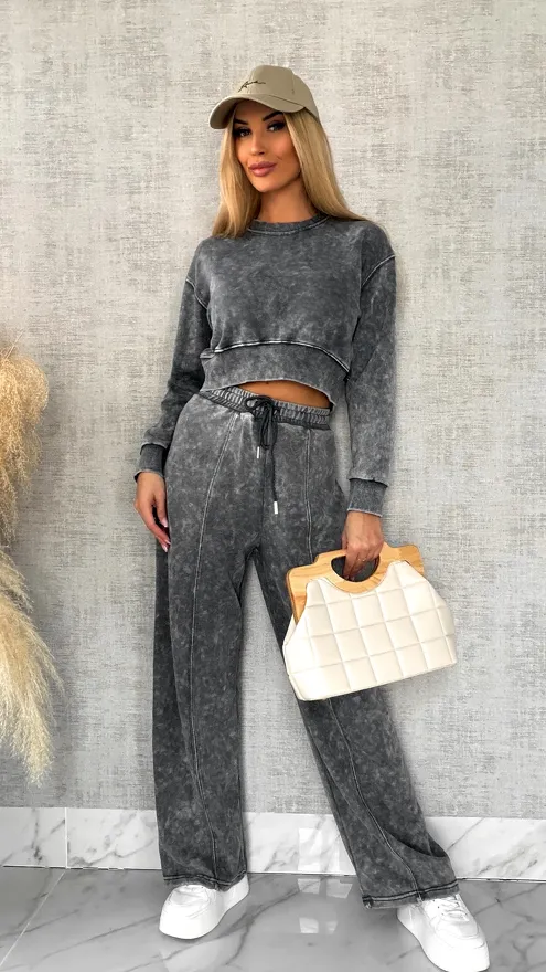 Wiosenny bawełniany komplet DRES szary melanż - R498A