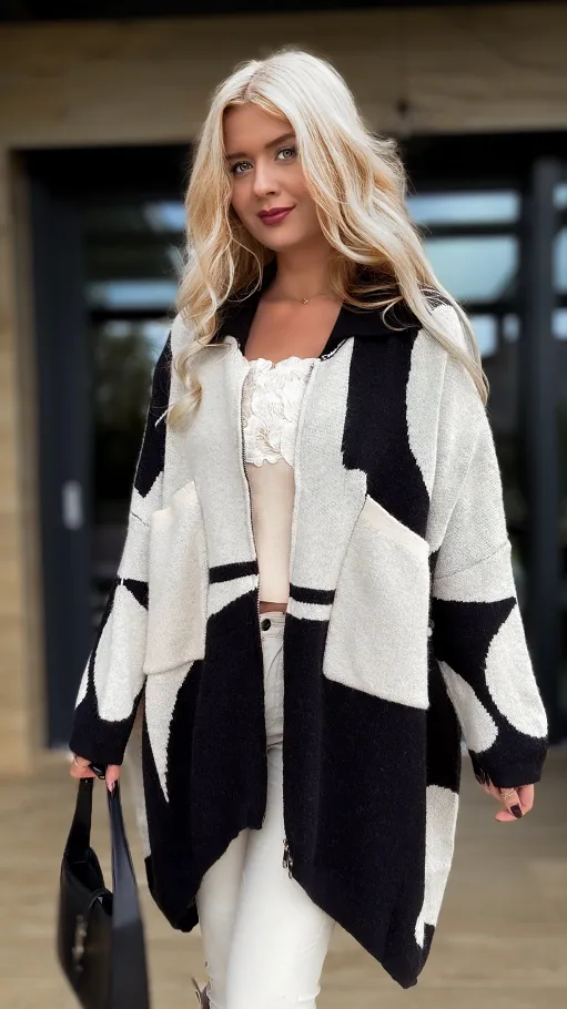 Luźna czarna narzutka BLUZA na zamek oversize - R190