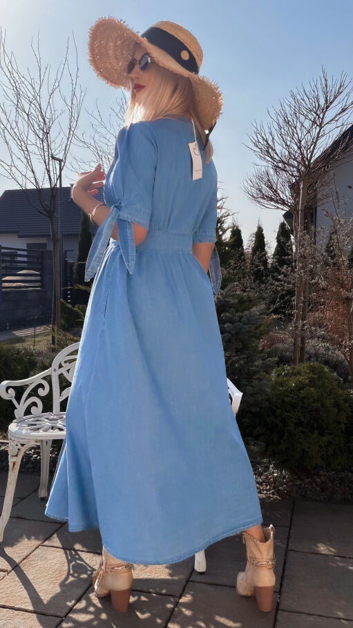 Idealna MAXI sukienka z lekkiego miękkiego JEANSU - R774