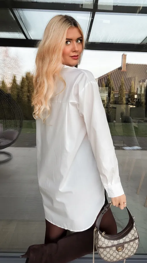 Klasyczna biała koszula z bawełny ONE SIZE - R352