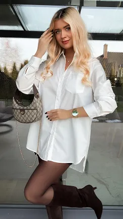 Klasyczna biała koszula z bawełny ONE SIZE - R352