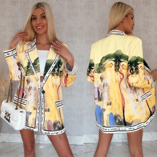 Żółta marynarka w stylu picasso ONE SIZE - R961A
