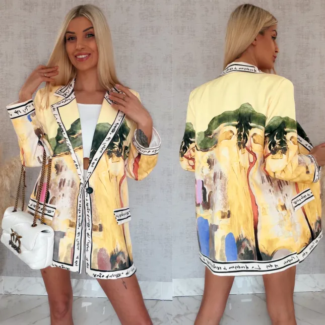 Żółta marynarka w stylu picasso ONE SIZE - R961A