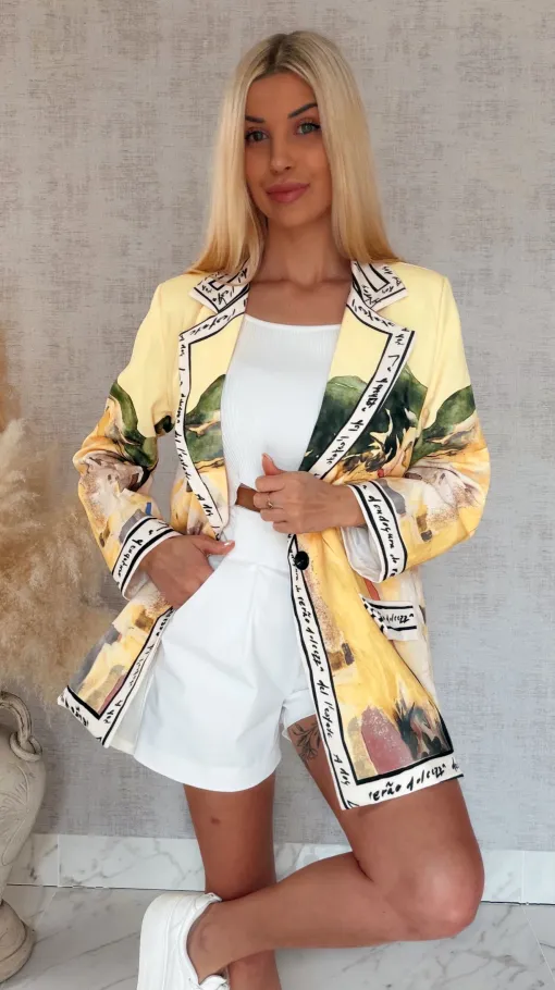 Żółta marynarka w stylu picasso ONE SIZE - R961A
