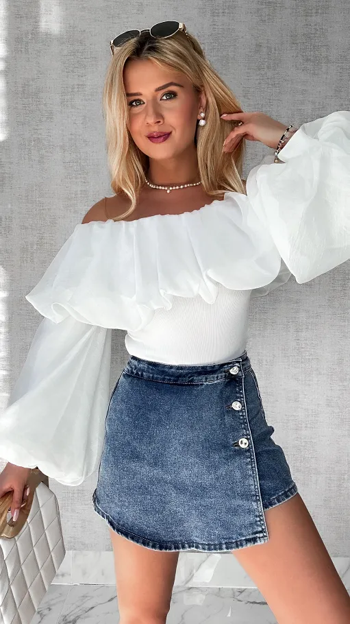 Niesamowita biała bluzka hiszpanka ONE SIZE - P527