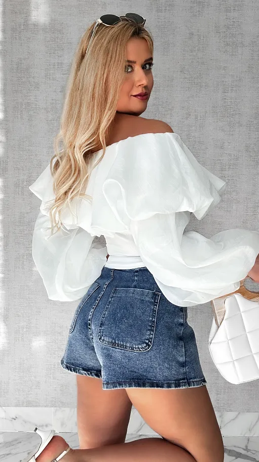 Niesamowita biała bluzka hiszpanka ONE SIZE - P527