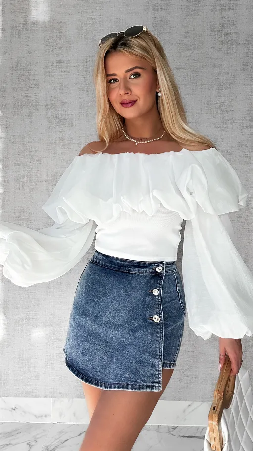 Niesamowita biała bluzka hiszpanka ONE SIZE - P527