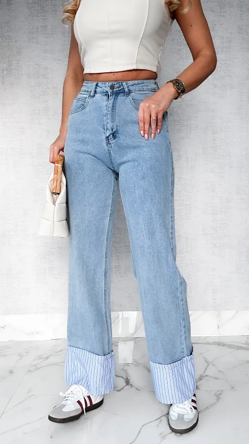 Wiosenny komplet jeansowy kurtka + spodnie BLUE JEANS - P382