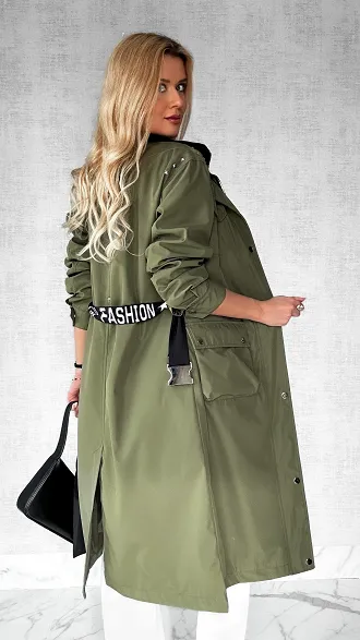 Wiosenny płaszcz kurtka PARKA w kolorze khaki - P584