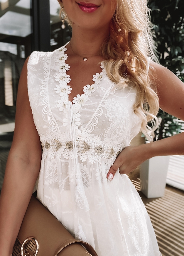 BOHO sukienka PREMIUM biała - K761