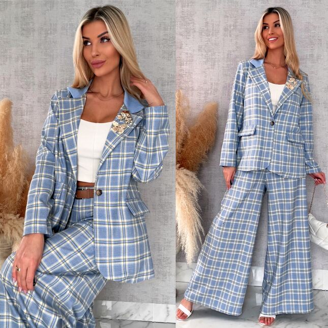 Elegancka marynarka w kratkę BLUE one size - R449A