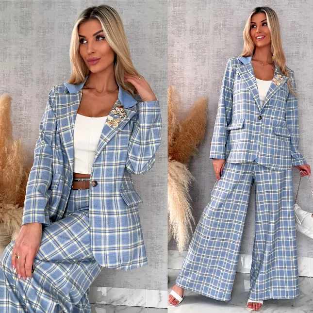 Elegancka marynarka w kratkę BLUE one size - R449A