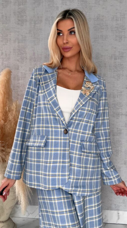 Elegancka marynarka w kratkę BLUE one size - R449A