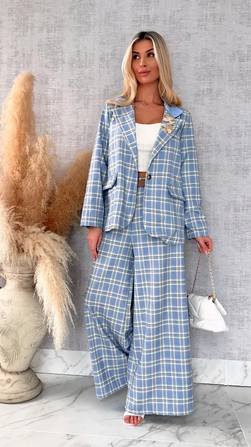 Elegancka marynarka w kratkę BLUE one size - R449A