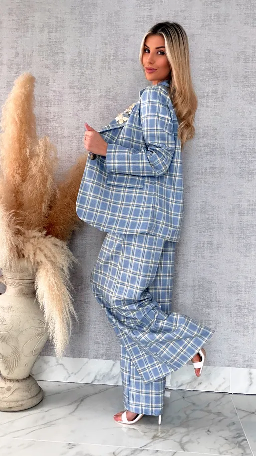 Elegancka marynarka w kratkę BLUE one size - R449A