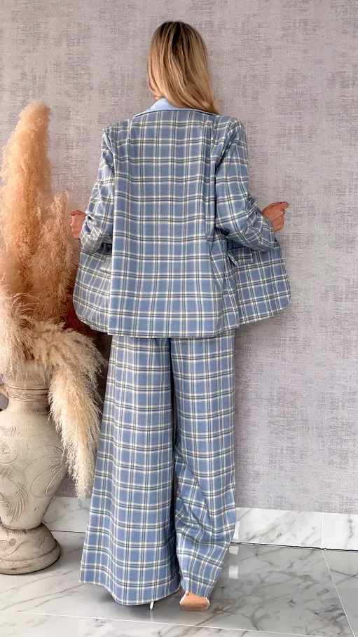 Elegancka marynarka w kratkę BLUE one size - R449A