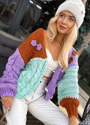 Zachwycający sweter damski PREMIUM tri kolor z bawełną - M381