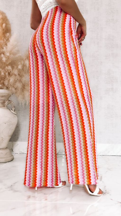 Luźne wiosenno-letnie spodnie w kolorowe paski ONE SIZE - R884