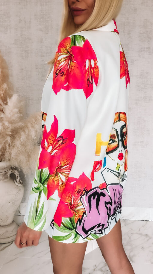 Oryginalna marynarka OVERSIZE flowers ONE SIZE - R965
