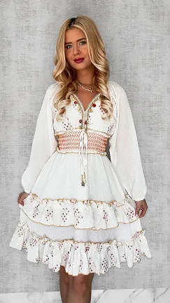 Zjawiskowa BOHO sukienka z pięknym pasem i dekoltem ONE SIZE - P703