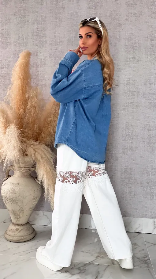 Niebieska katana jeansowa HEART one size - R604