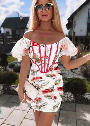 Sukienka gorsetowa w kwiaty hiszpanka - L769