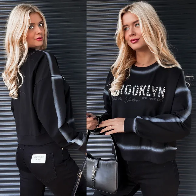 Bawełniana bluza damska BROOKLYN w kolorze czarnym - R252A