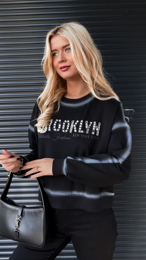 Bawełniana bluza damska BROOKLYN w kolorze czarnym - R252A