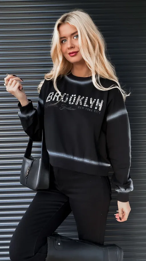 Bawełniana bluza damska BROOKLYN w kolorze czarnym - R252A