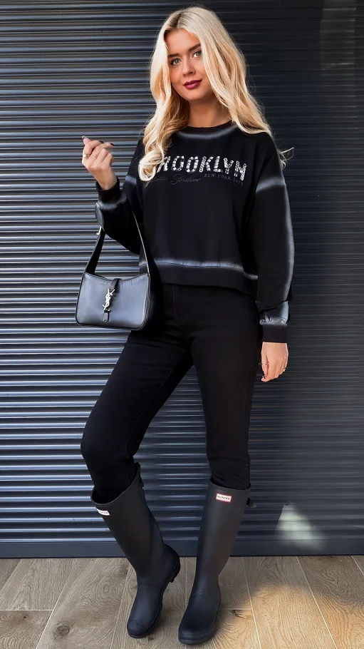 Bawełniana bluza damska BROOKLYN w kolorze czarnym - R252A