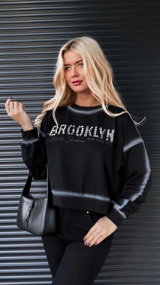 Bawełniana bluza damska BROOKLYN w kolorze czarnym - R252A